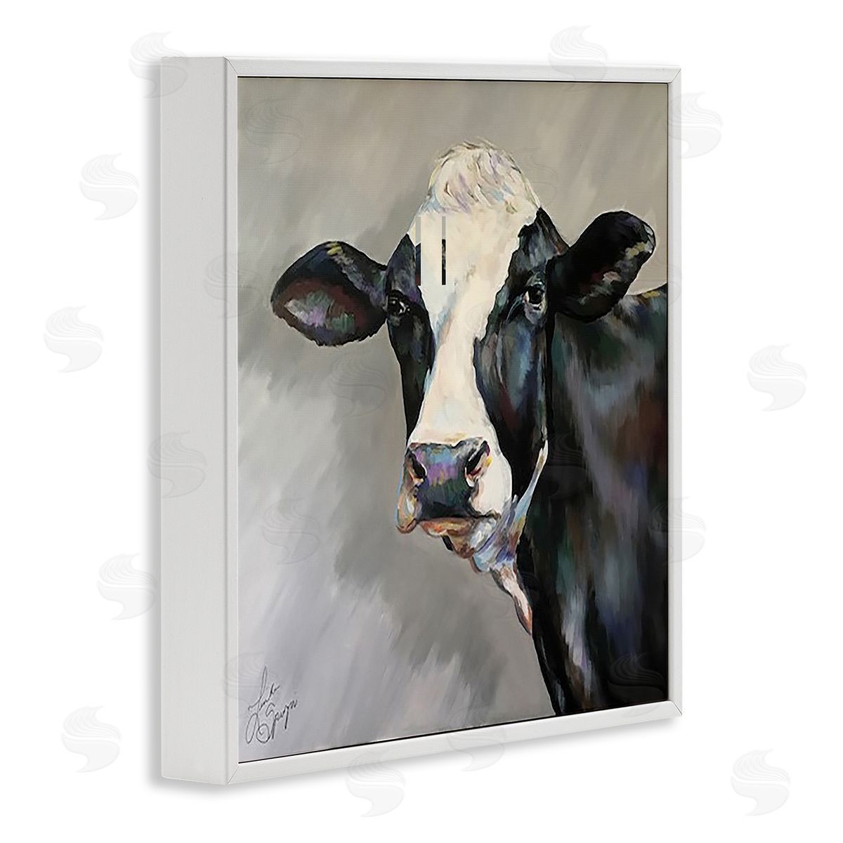 Linda Sperruzzi Belle Black and White Cow Canvas Wall Art Print