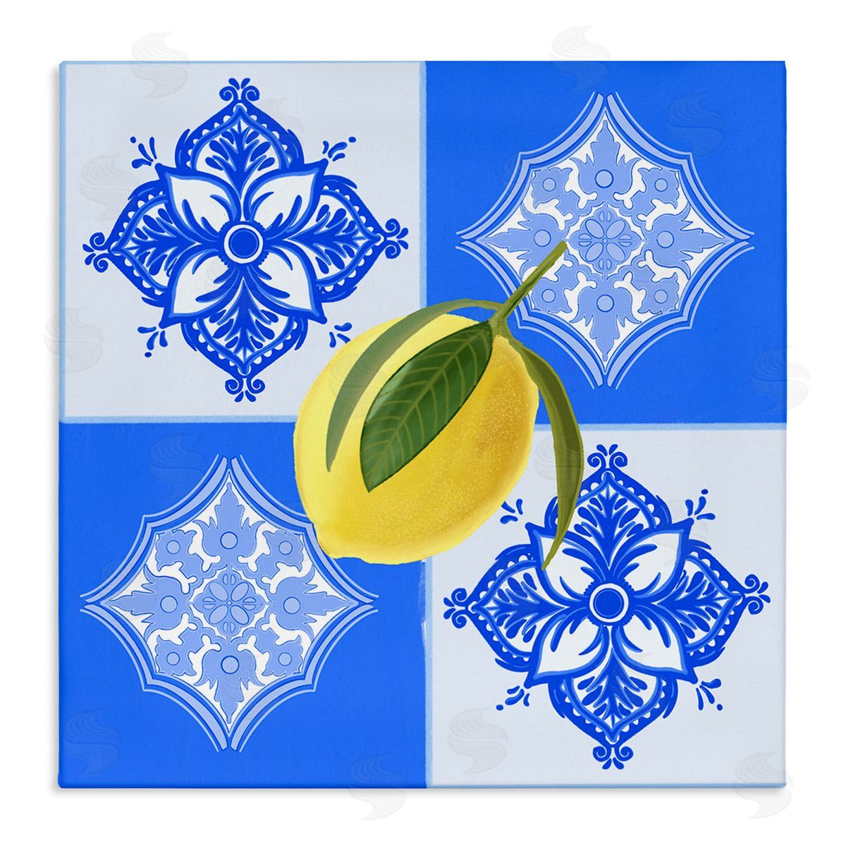 stupell industries Ashley Singleton | Lemon over Geometric Tiles