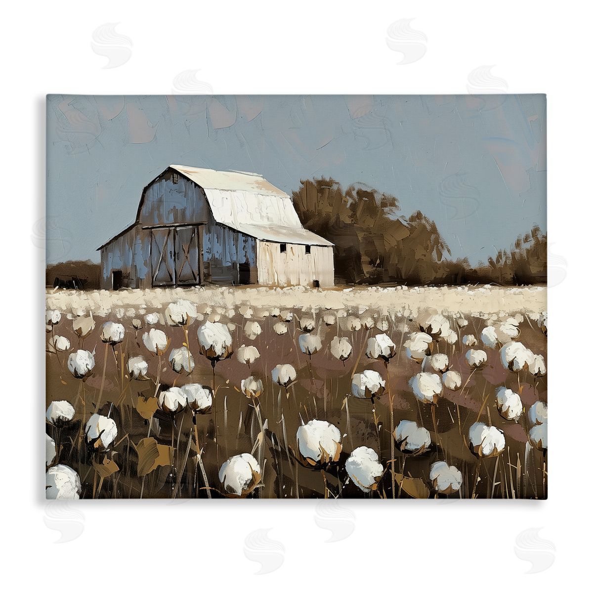 stupell industries Arlington Prints | White Barn in Cotton Field