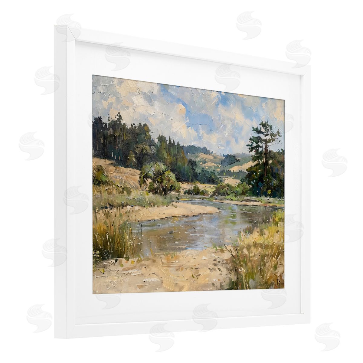 LSR Creative Studio Sunlit River Landscape Canvas Wall Art Print