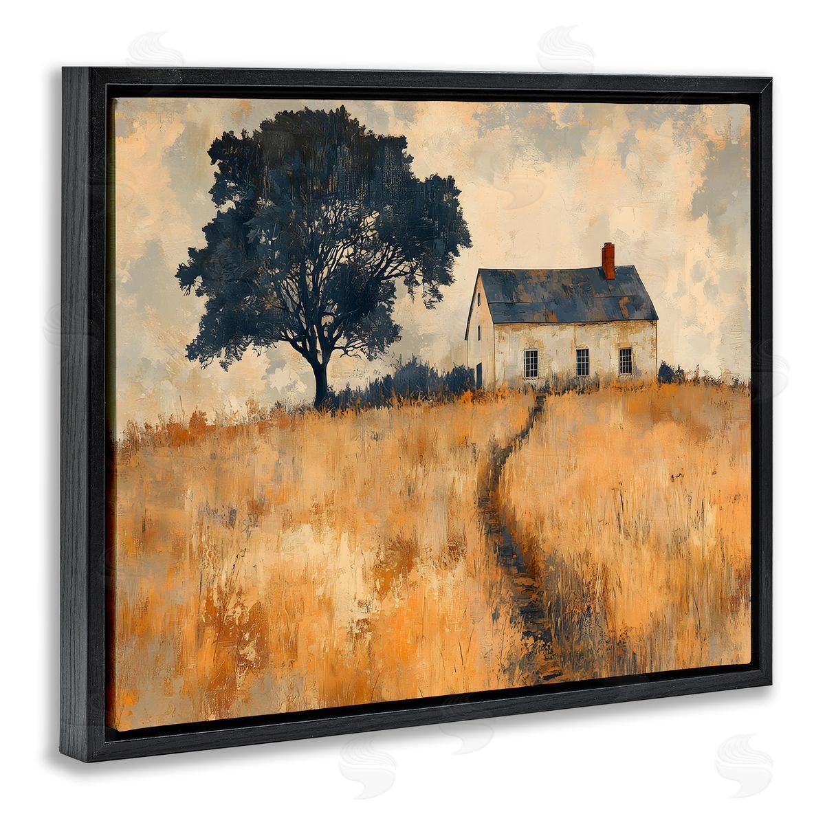 LSR Creative Studio Impressionist House on Hilltop Canvas Wall Art Print