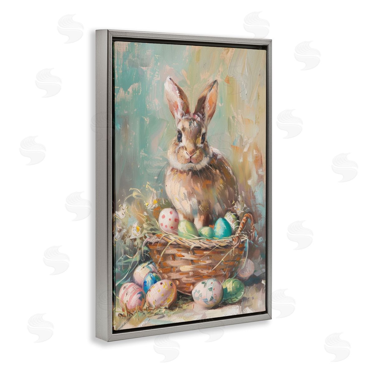 LSR Design Studio Spring Easter Bunny Basket Canvas Wall Art Print