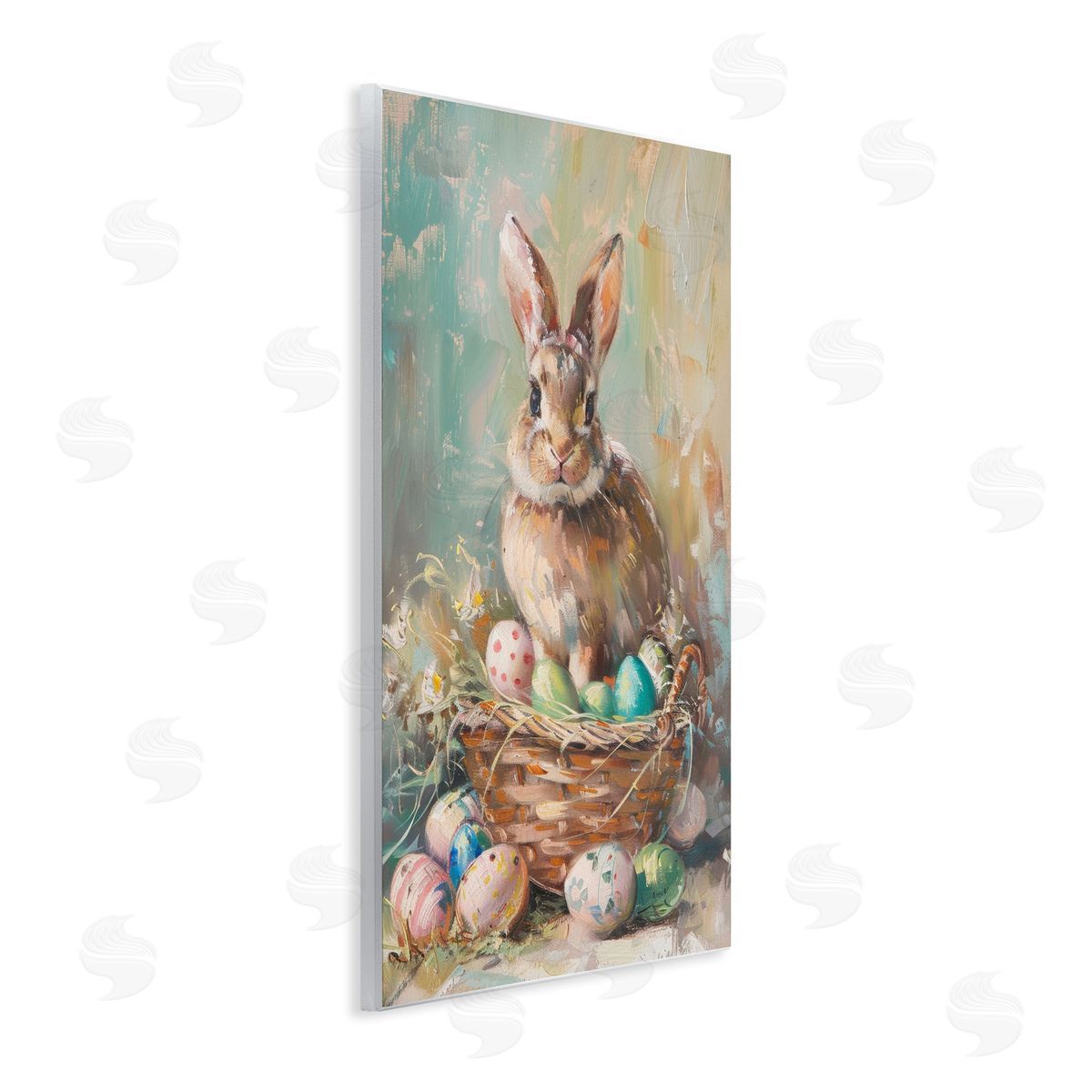 LSR Design Studio Spring Easter Bunny Basket Canvas Wall Art Print