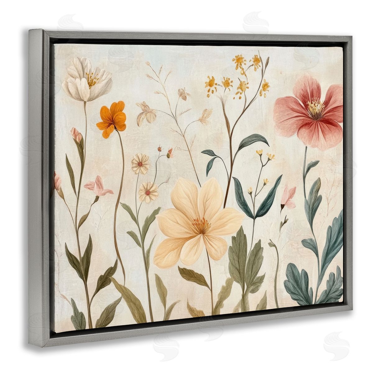 Petal Prints Design Faint Florals Foliage Canvas Wall Art Print