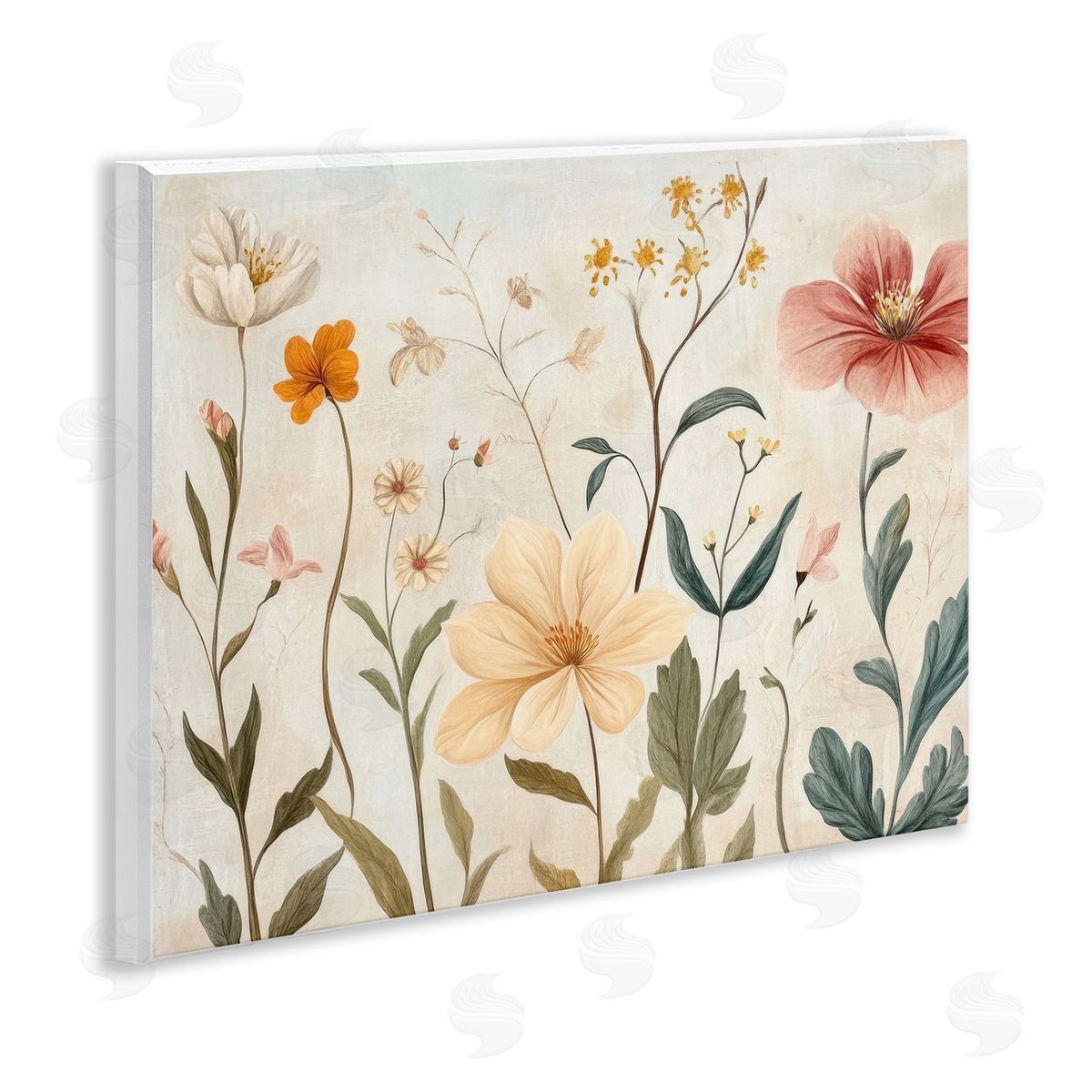 Petal Prints Design Faint Florals Foliage Canvas Wall Art Print
