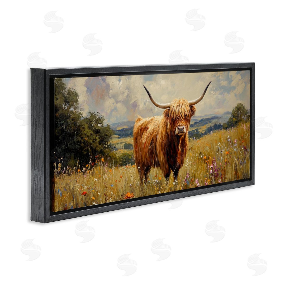 Petal Prints Design Highland Cow In Sunshine Canvas Wall Art Print