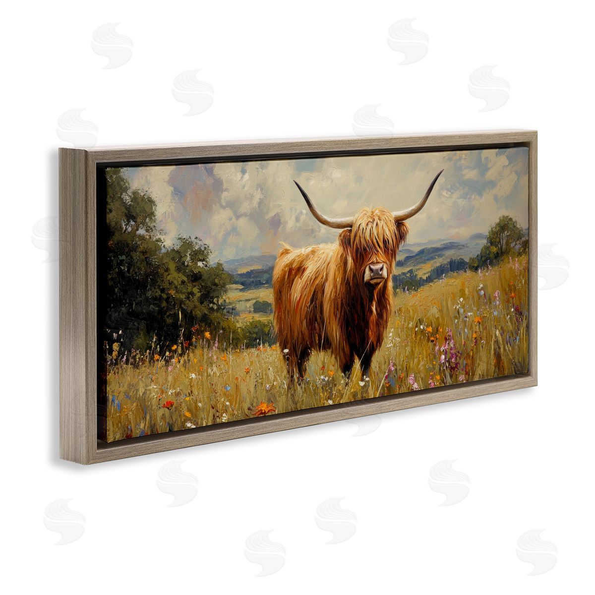 Petal Prints Design Highland Cow In Sunshine Canvas Wall Art Print