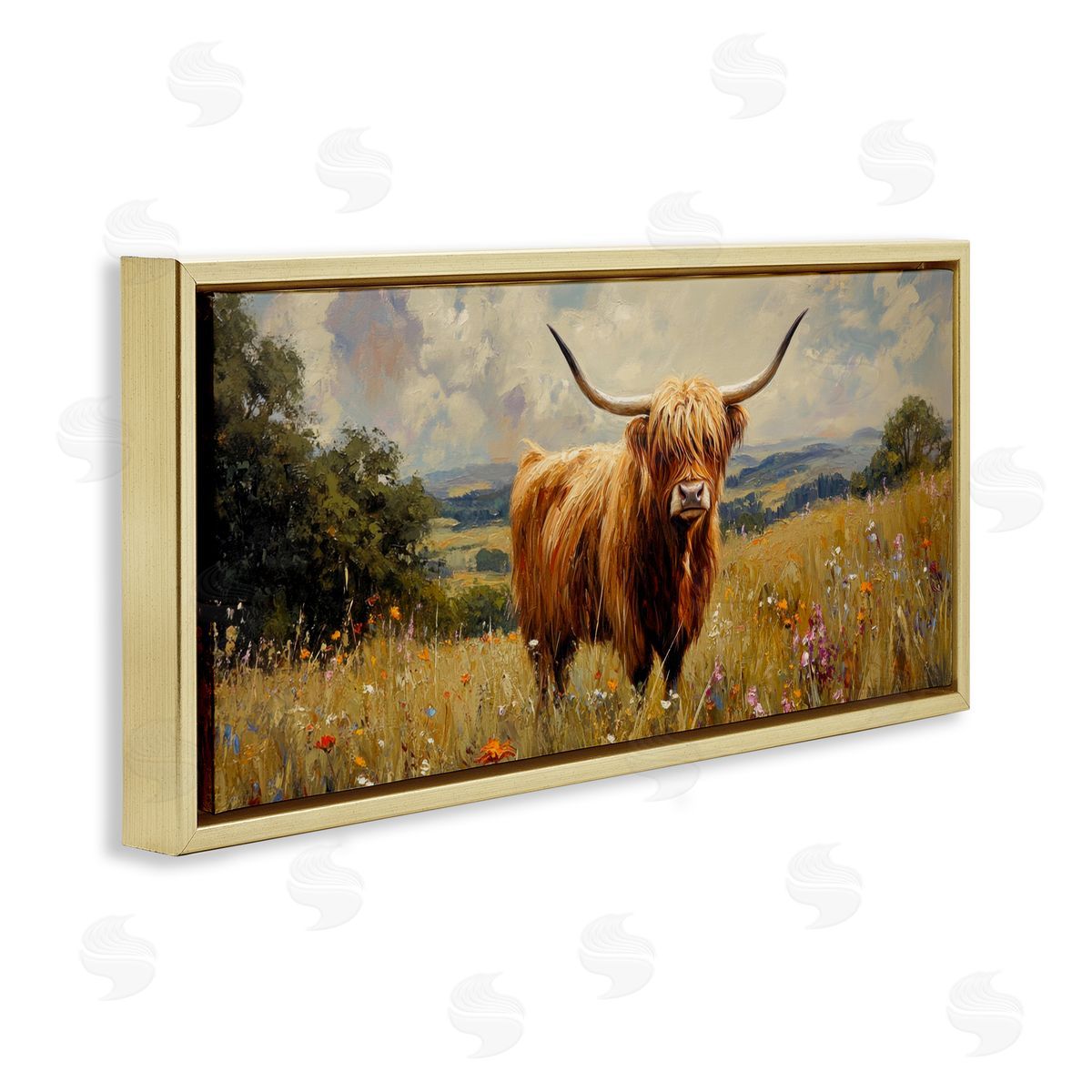 Petal Prints Design Highland Cow In Sunshine Canvas Wall Art Print