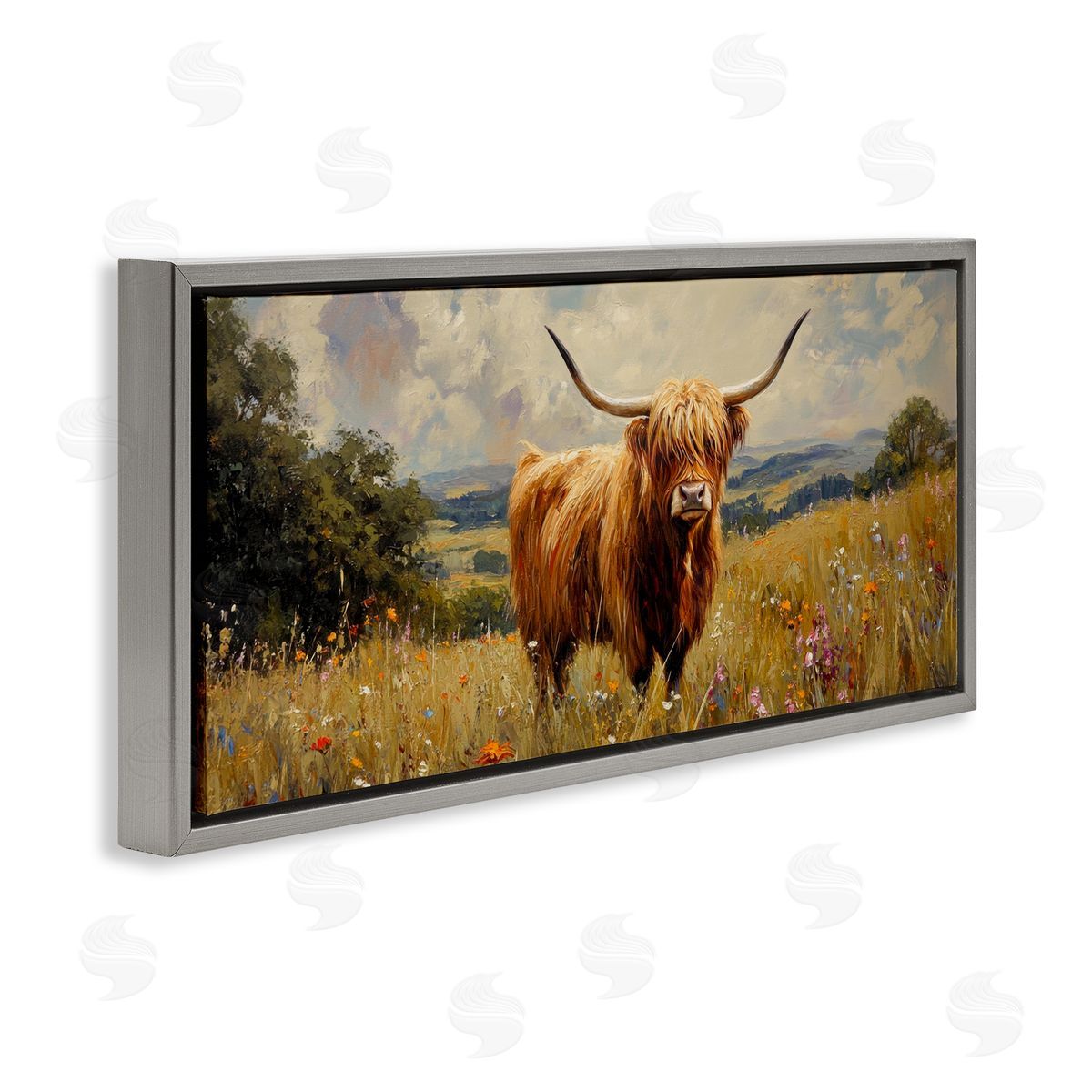 Petal Prints Design Highland Cow In Sunshine Canvas Wall Art Print