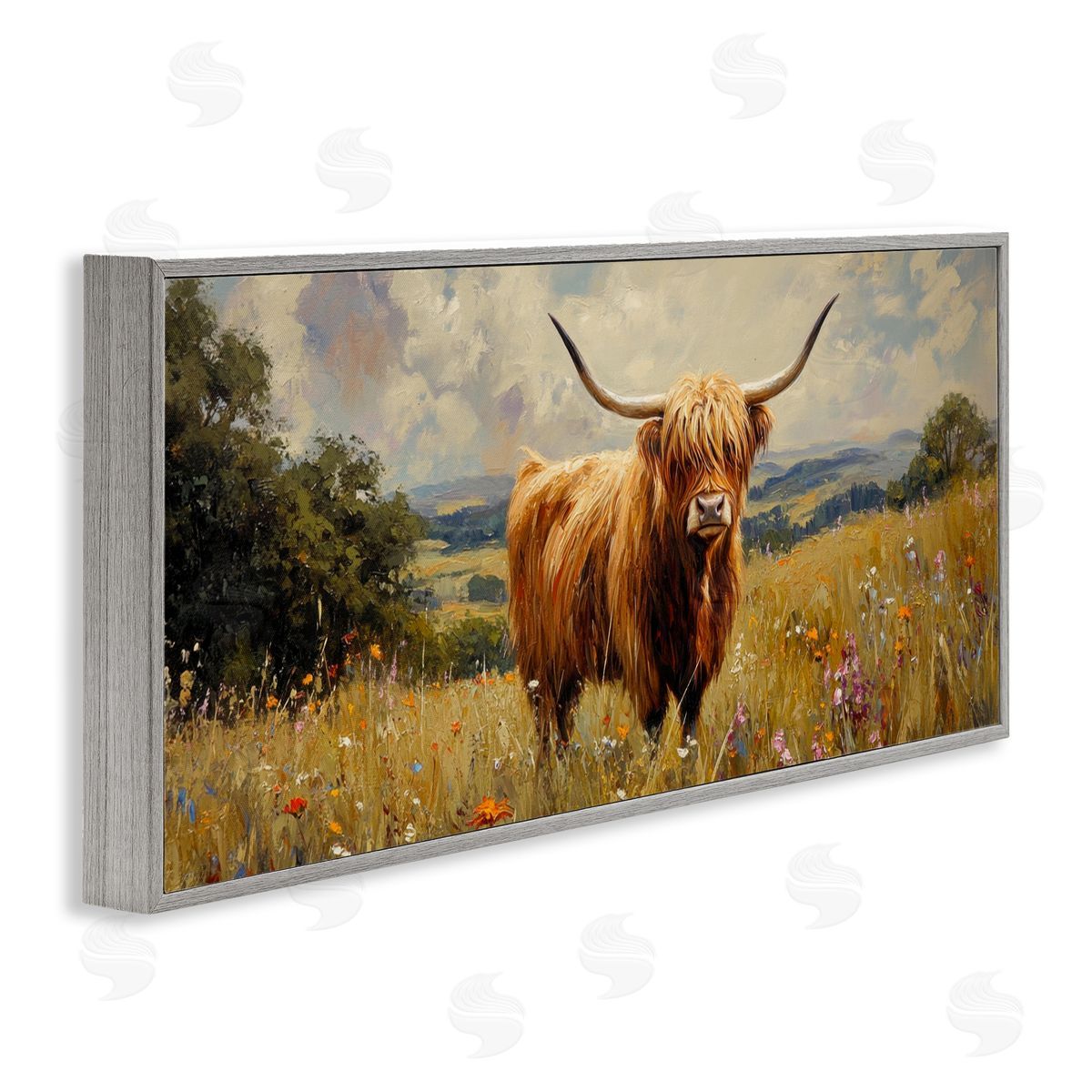 Petal Prints Design Highland Cow In Sunshine Canvas Wall Art Print