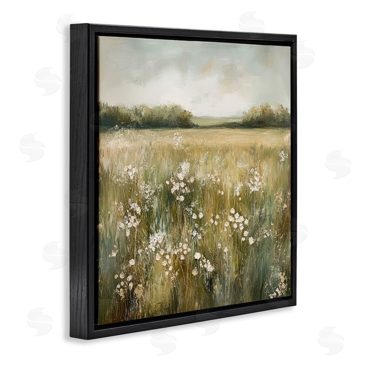 Petal Prints Design Neutral Field Of Flowers Canvas Wall Art Print