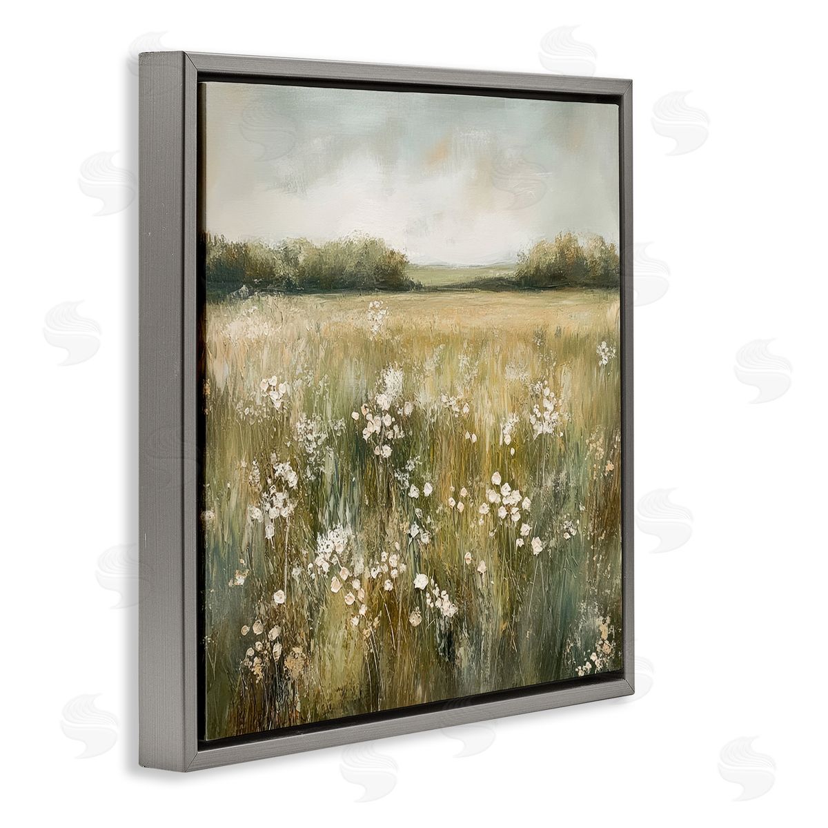 Petal Prints Design Neutral Field Of Flowers Canvas Wall Art Print