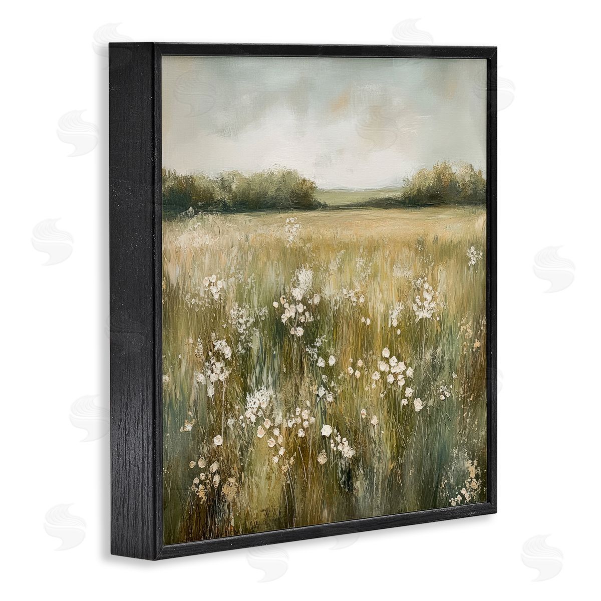 Petal Prints Design Neutral Field Of Flowers Canvas Wall Art Print