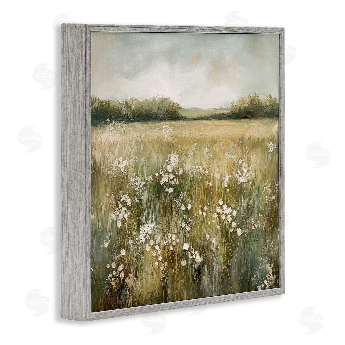 Petal Prints Design Neutral Field Of Flowers Canvas Wall Art Print
