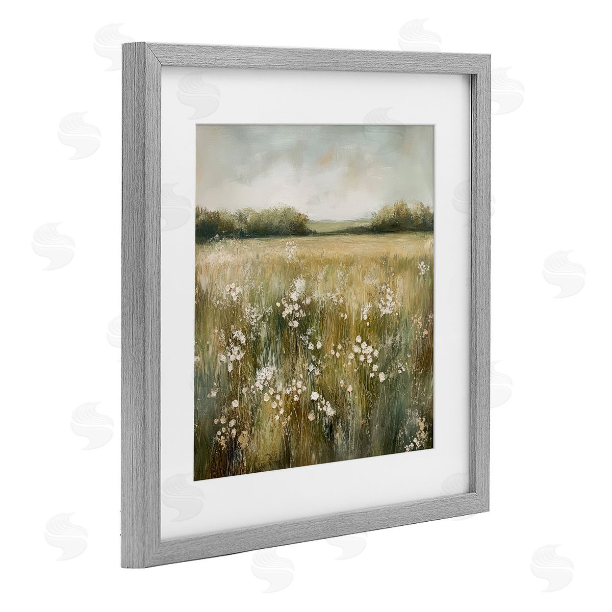 Petal Prints Design Neutral Field Of Flowers Canvas Wall Art Print