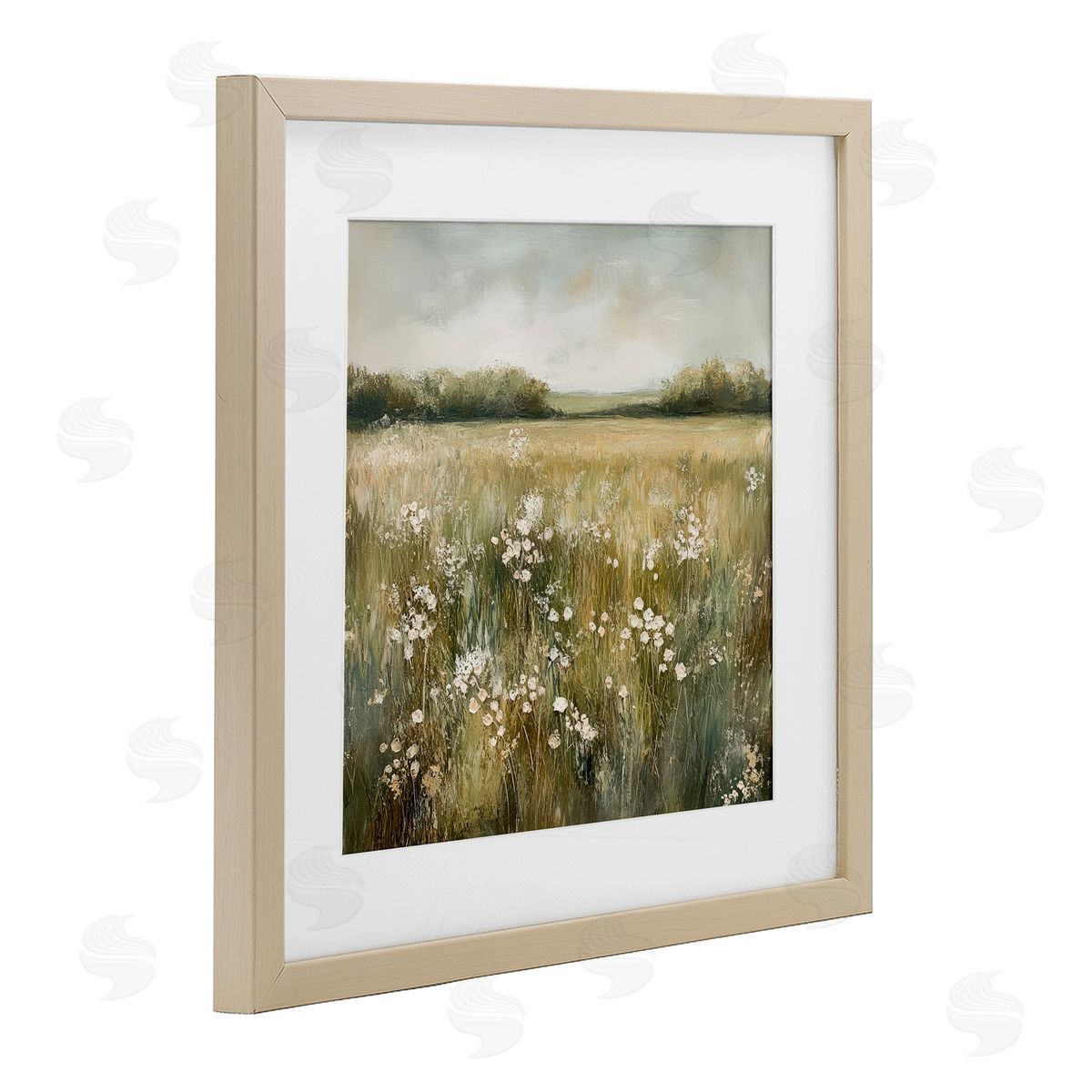 Petal Prints Design Neutral Field Of Flowers Canvas Wall Art Print