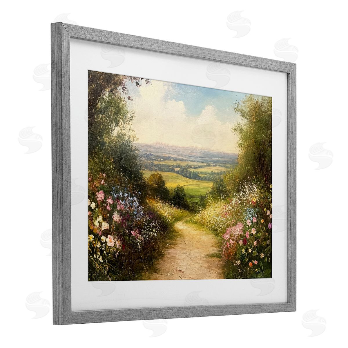 Petal Prints Design Wildflower Lane Landscape Canvas Wall Art Print