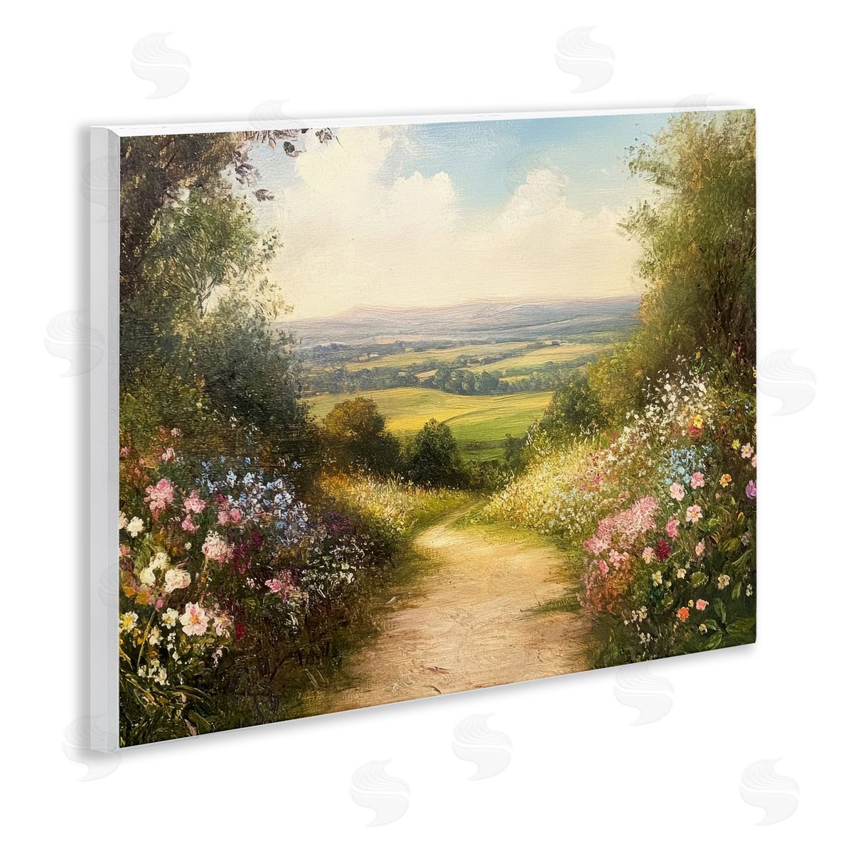 Petal Prints Design Wildflower Lane Landscape Canvas Wall Art Print
