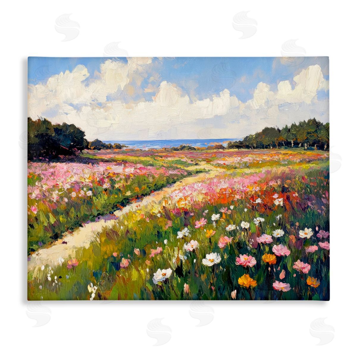 Petal Prints Design Romance Walkway with Flowers Canvas Wall Art Print