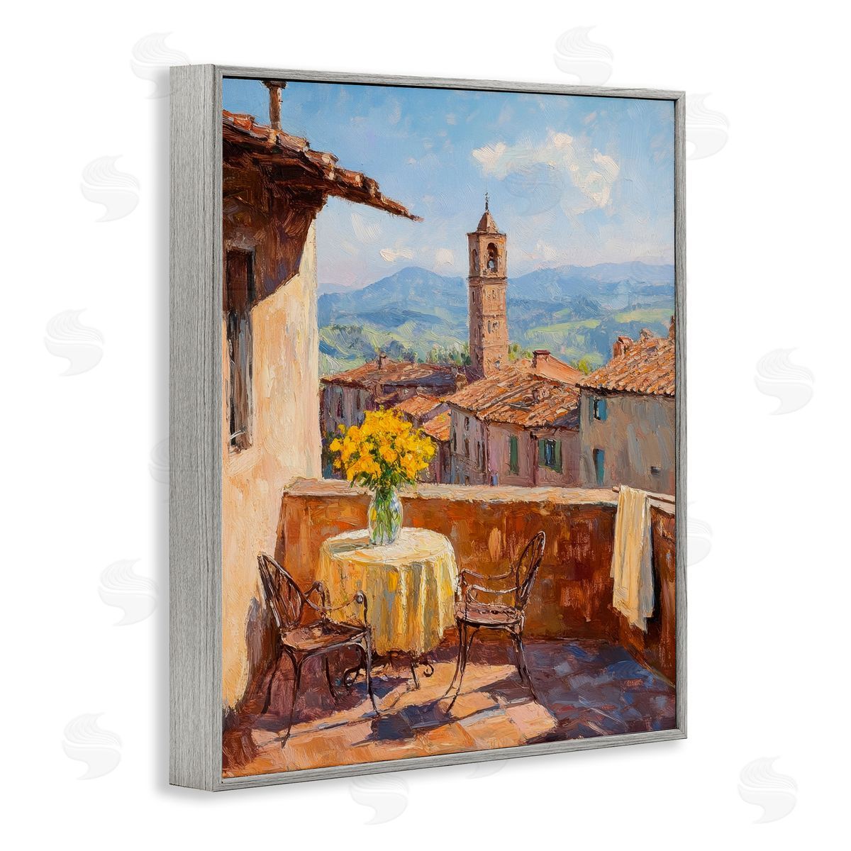 Petal Prints Design Sunlit Balcony View Canvas Wall Art Print