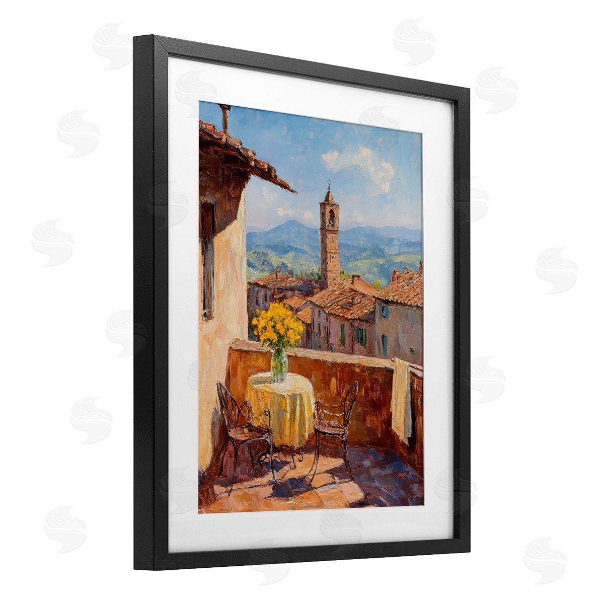 Petal Prints Design Sunlit Balcony View Canvas Wall Art Print