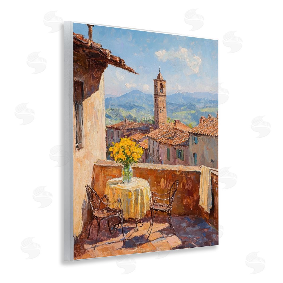 Petal Prints Design Sunlit Balcony View Canvas Wall Art Print