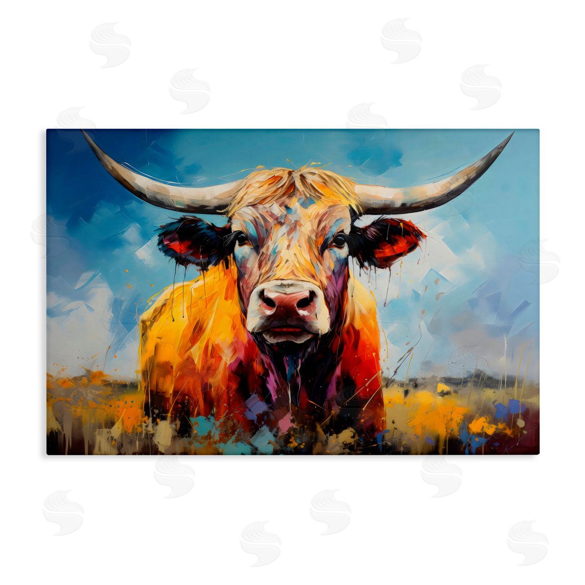 LSR Creative Studio Moody Longhorn Portrait Canvas Wall Art Print