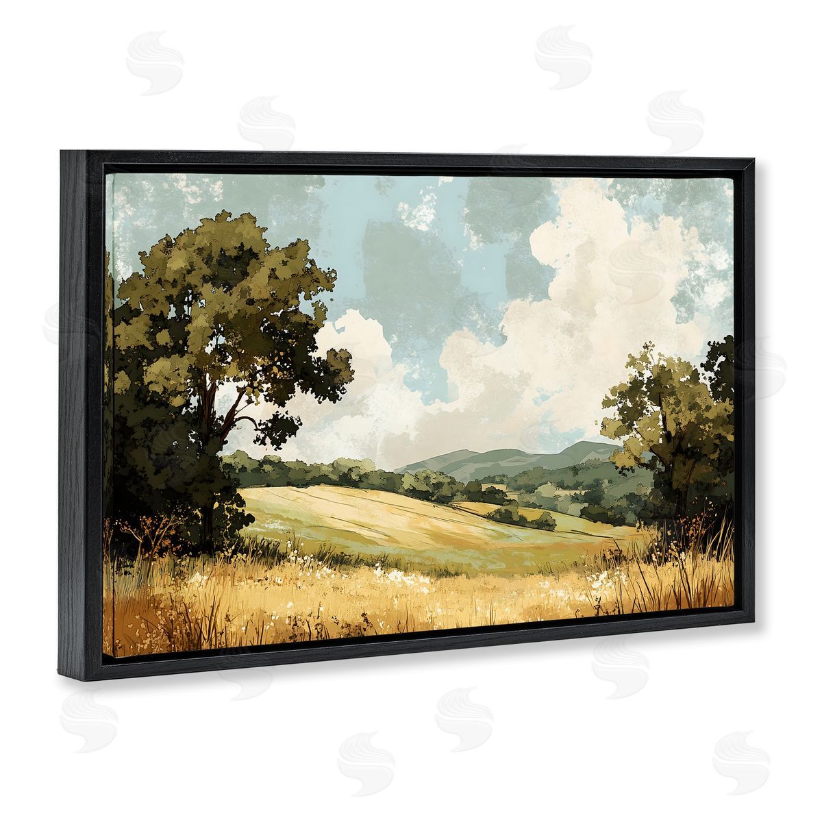 LSR Creative Studio Peaceful Meadow with Overhanging Clouds Canvas Wall Art Print