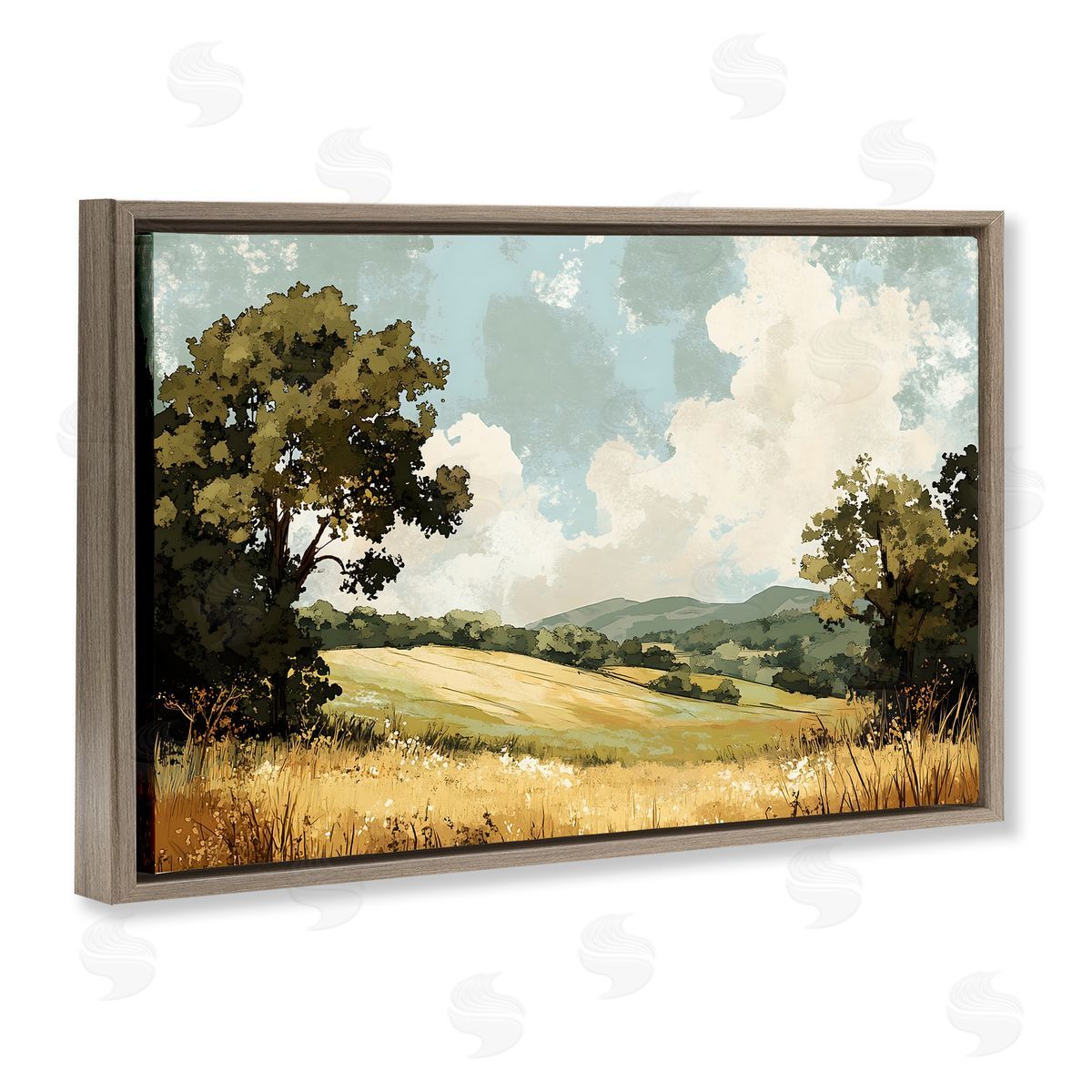 LSR Creative Studio Peaceful Meadow with Overhanging Clouds Canvas Wall Art Print