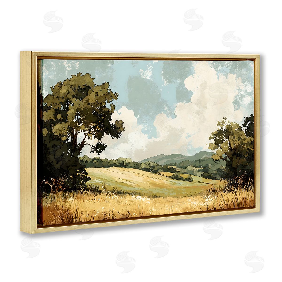 LSR Creative Studio Peaceful Meadow with Overhanging Clouds Canvas Wall Art Print