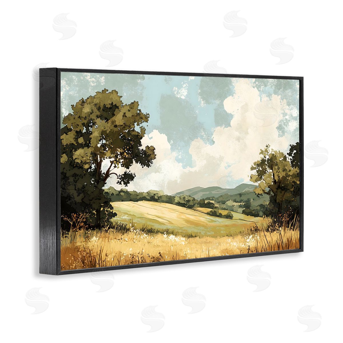 LSR Creative Studio Peaceful Meadow with Overhanging Clouds Canvas Wall Art Print