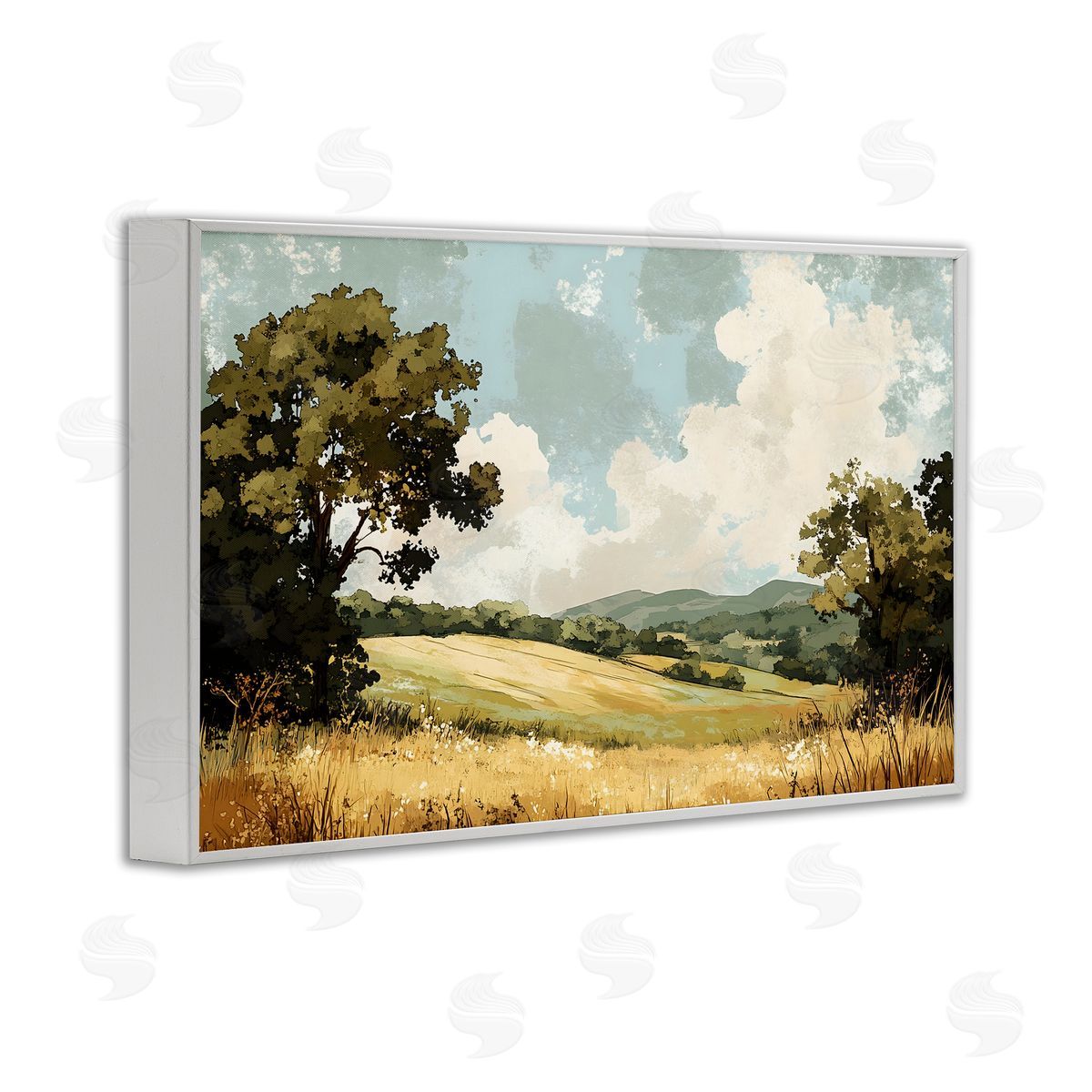 LSR Creative Studio Peaceful Meadow with Overhanging Clouds Canvas Wall Art Print