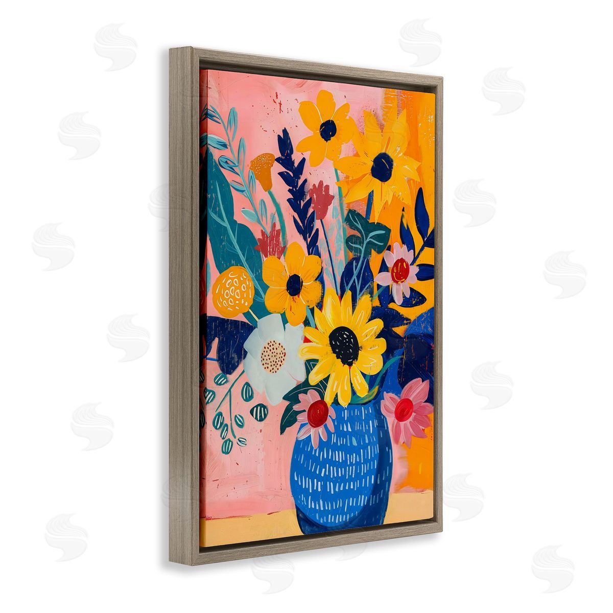 LSR Creative Studio Colorful Floral Vase Canvas Wall Art Print
