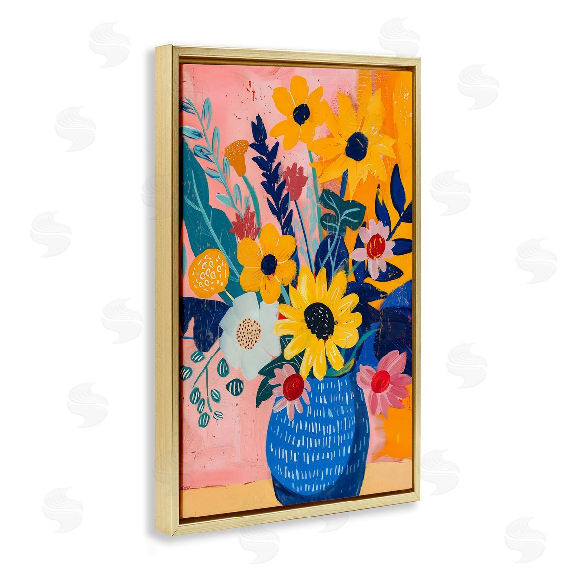 LSR Creative Studio Colorful Floral Vase Canvas Wall Art Print