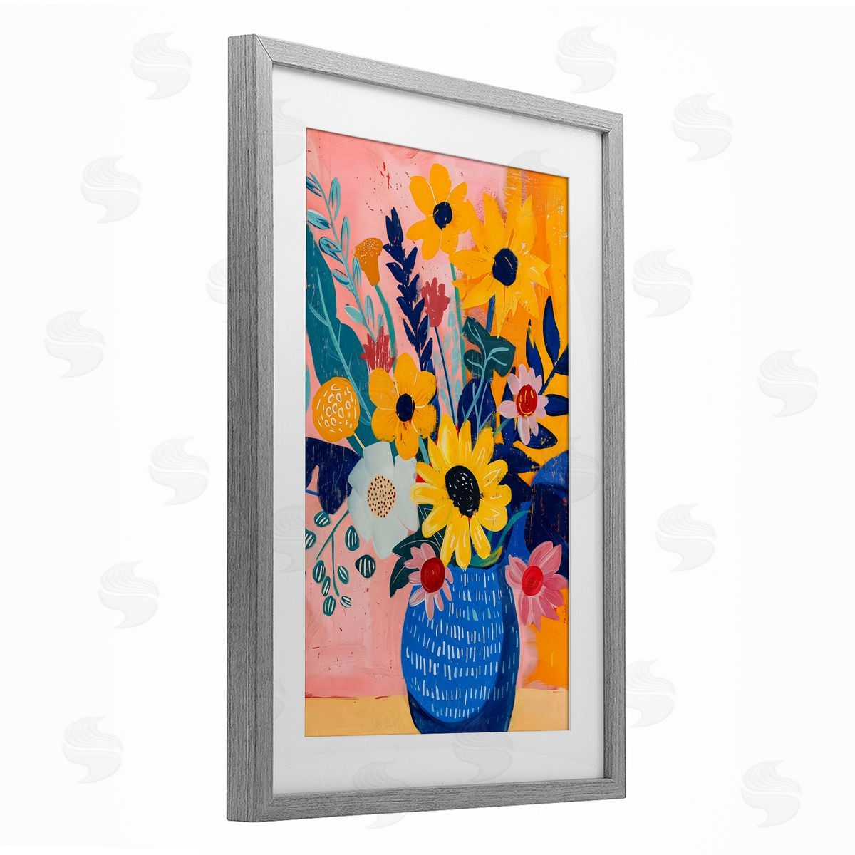 LSR Creative Studio Colorful Floral Vase Canvas Wall Art Print