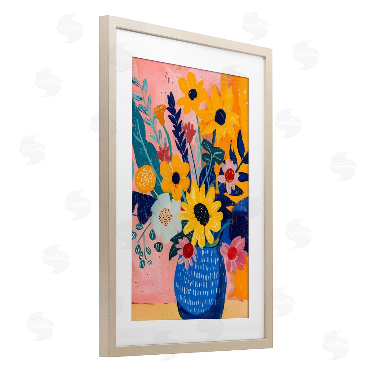 LSR Creative Studio Colorful Floral Vase Canvas Wall Art Print