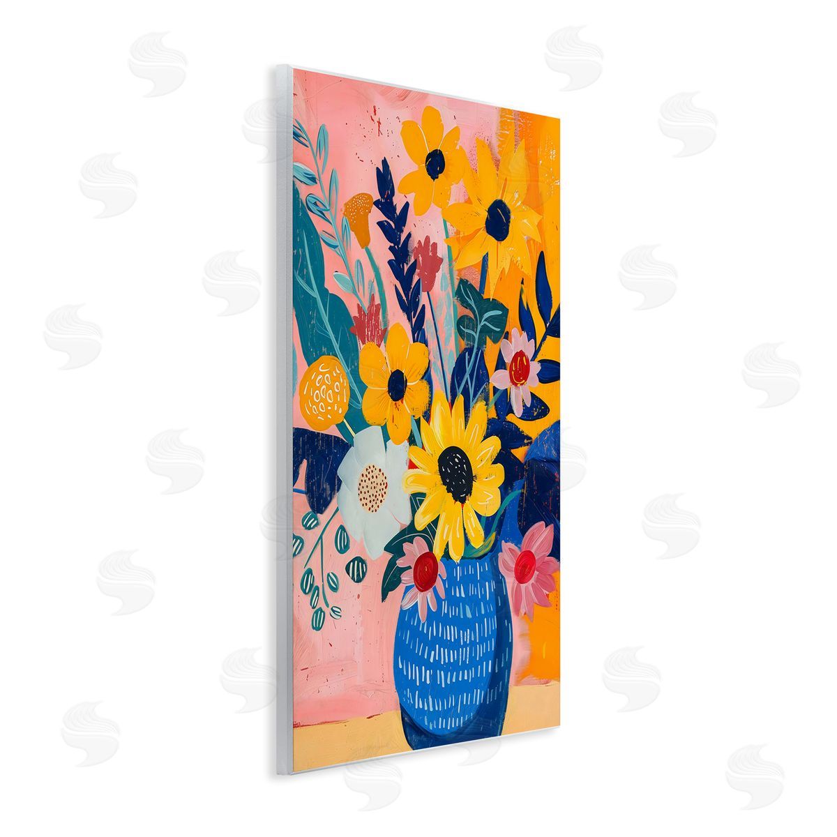 LSR Creative Studio Colorful Floral Vase Canvas Wall Art Print