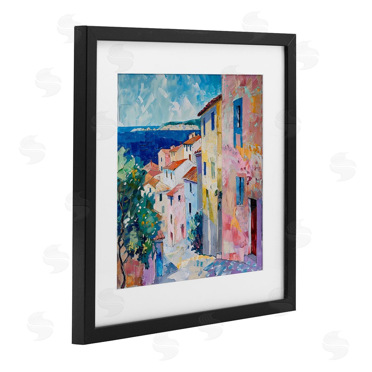 LSR Creative Studio Mediterranean Coastal Town Canvas Wall Art Print