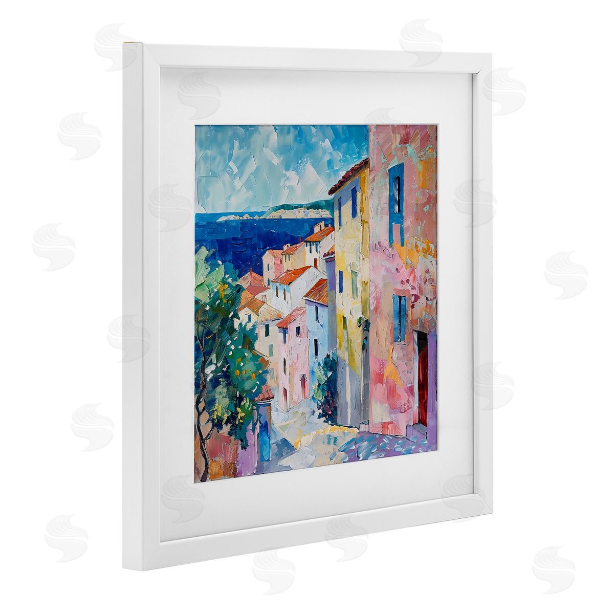 LSR Creative Studio Mediterranean Coastal Town Canvas Wall Art Print