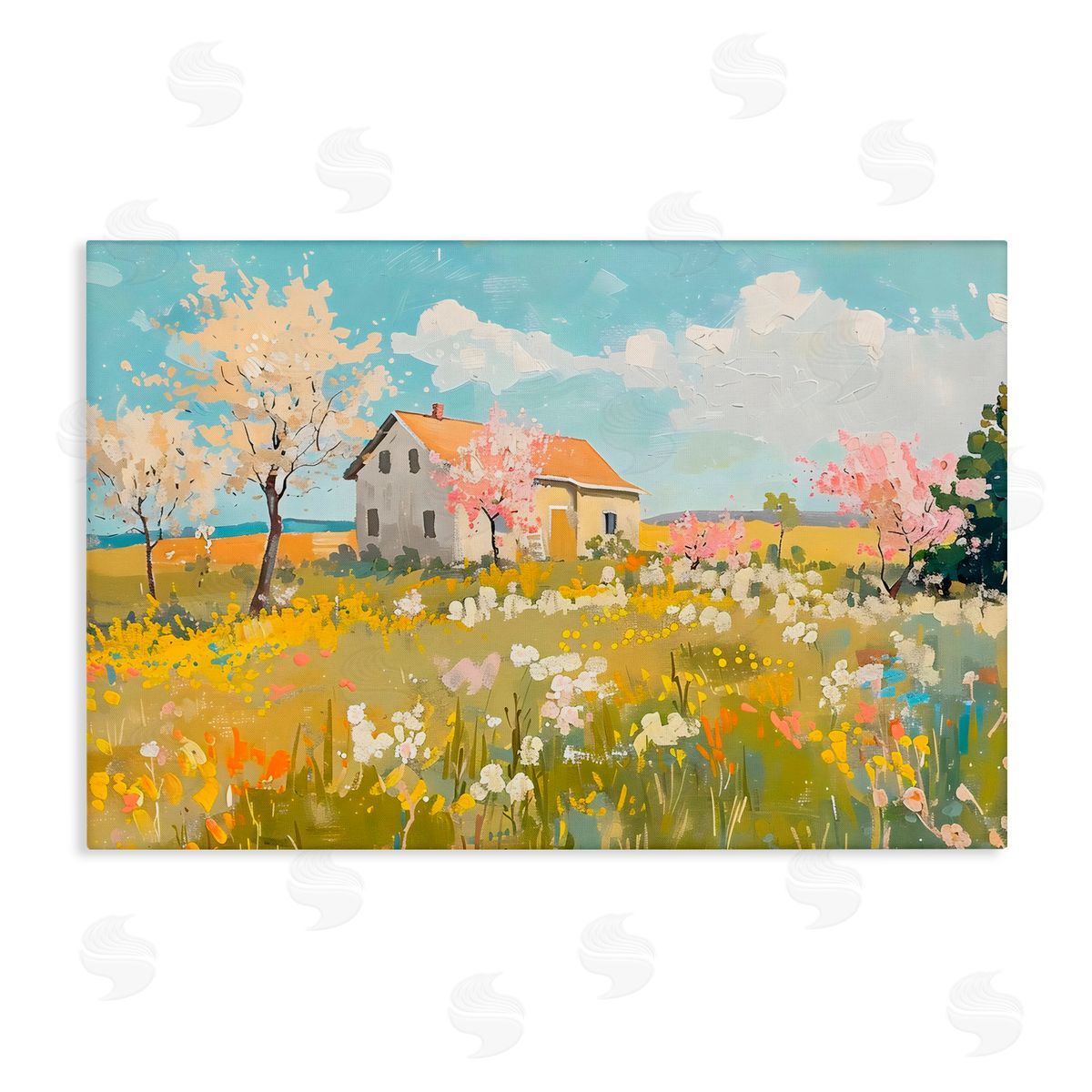 LSR Creative Studio Spring Barn Scene Canvas Wall Art Print