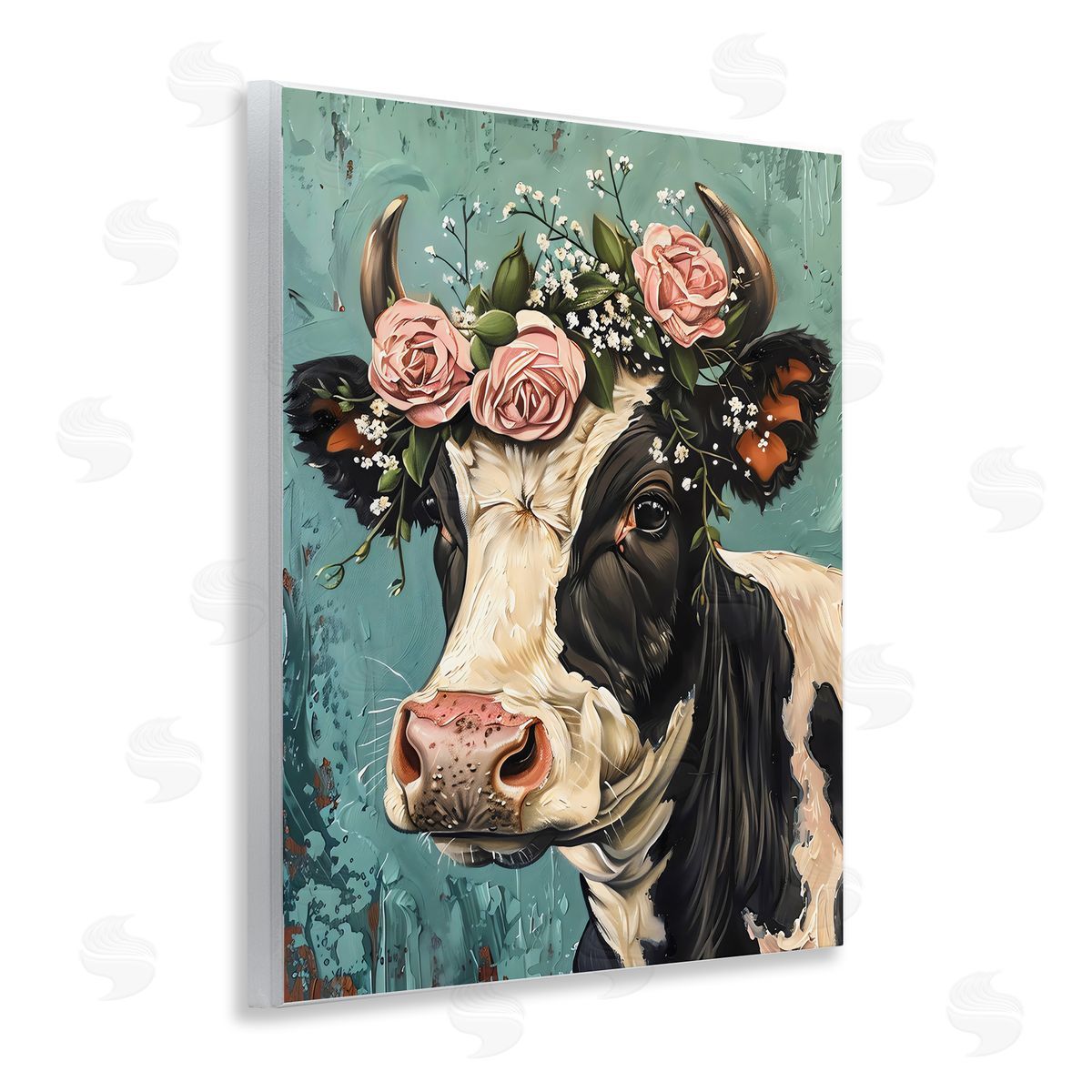 LSR Creative Studio Rose Crown Cow Canvas Wall Art Print