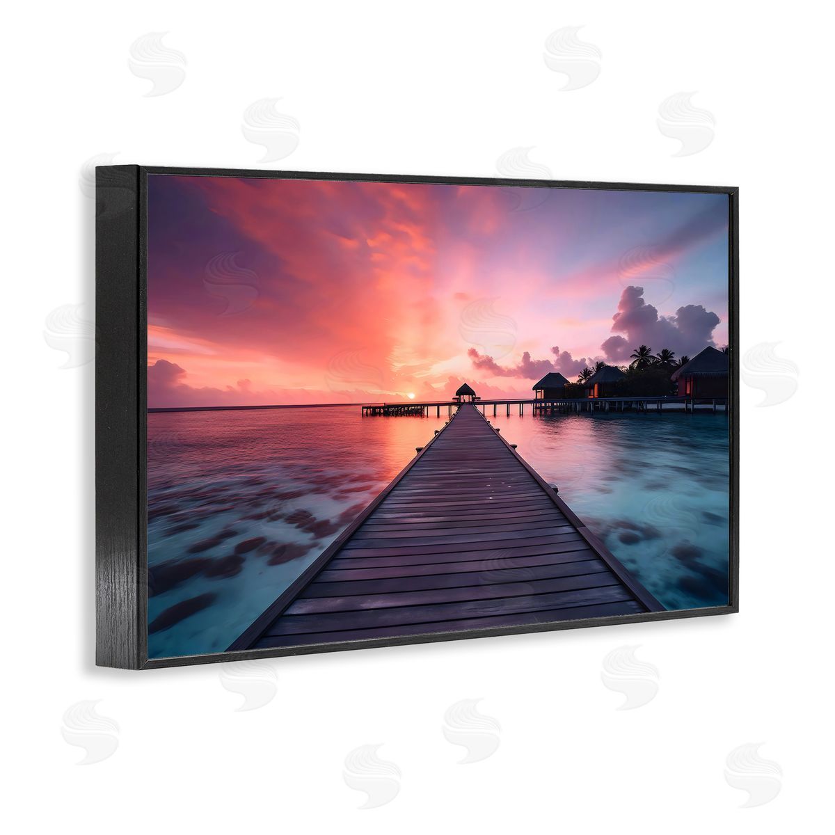 LSR Creative Studio Island Sunset Over Docks Canvas Wall Art Print