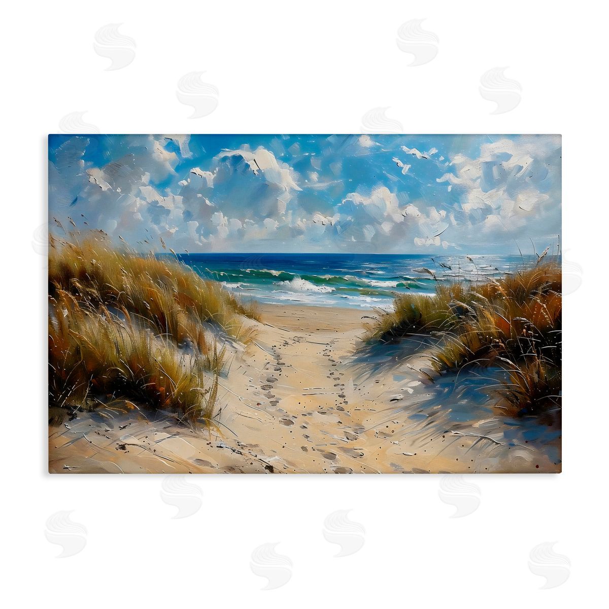 LSR Creative Studio Seaside Pathway Footprints Canvas Wall Art Print