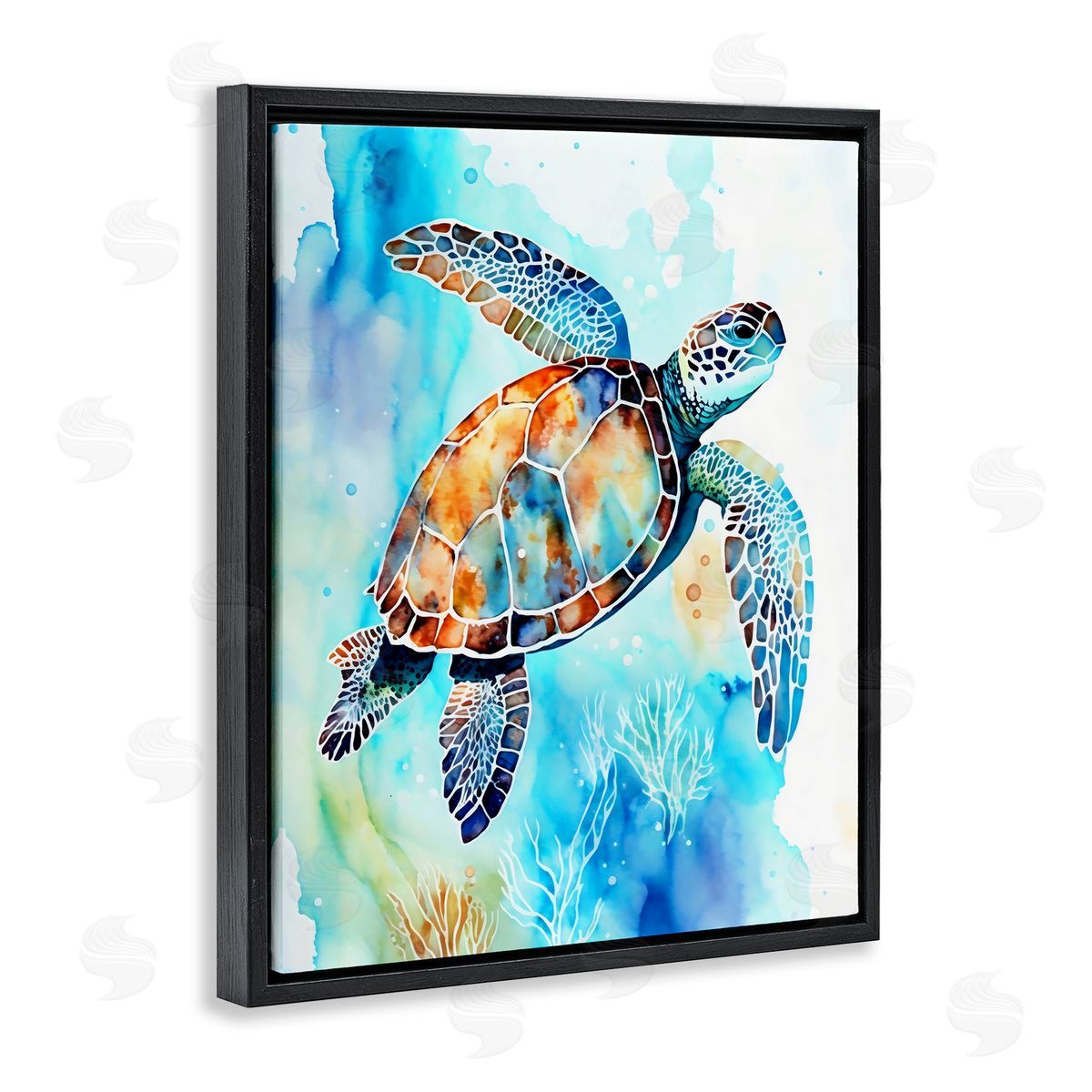 LSR Creative Studio Watercolor Style Sea Turtle Canvas Wall Art Print