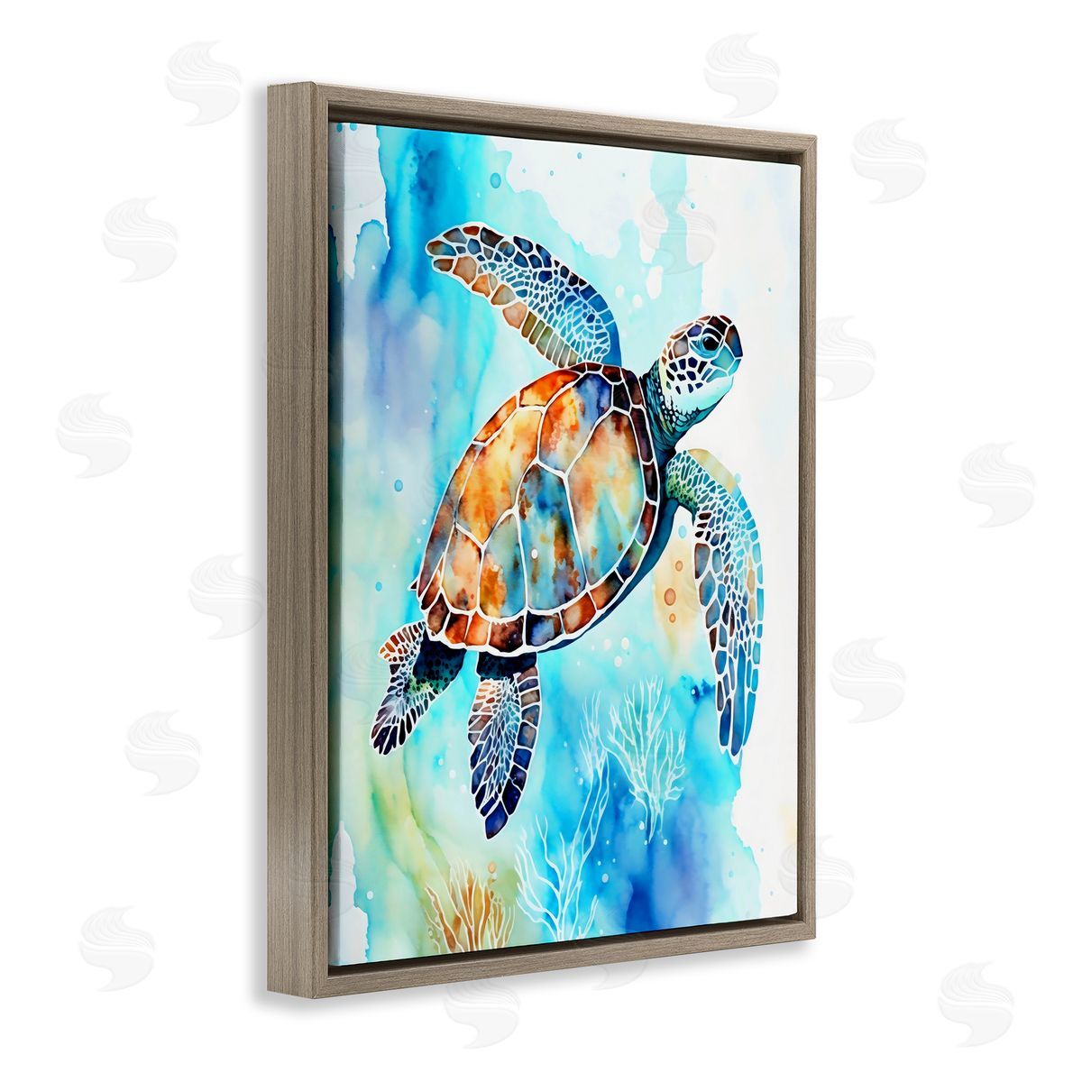 LSR Creative Studio Watercolor Style Sea Turtle Canvas Wall Art Print