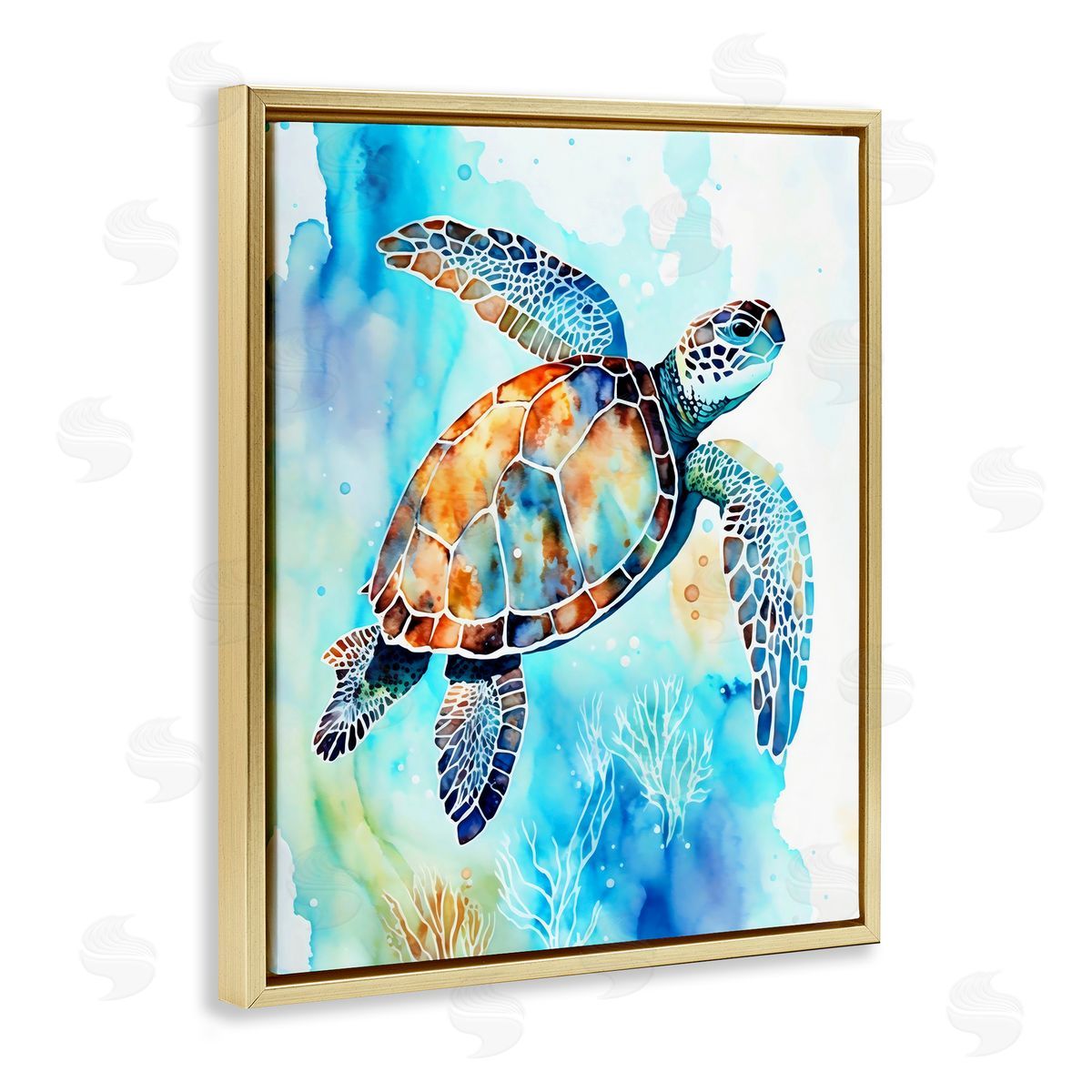 LSR Creative Studio Watercolor Style Sea Turtle Canvas Wall Art Print