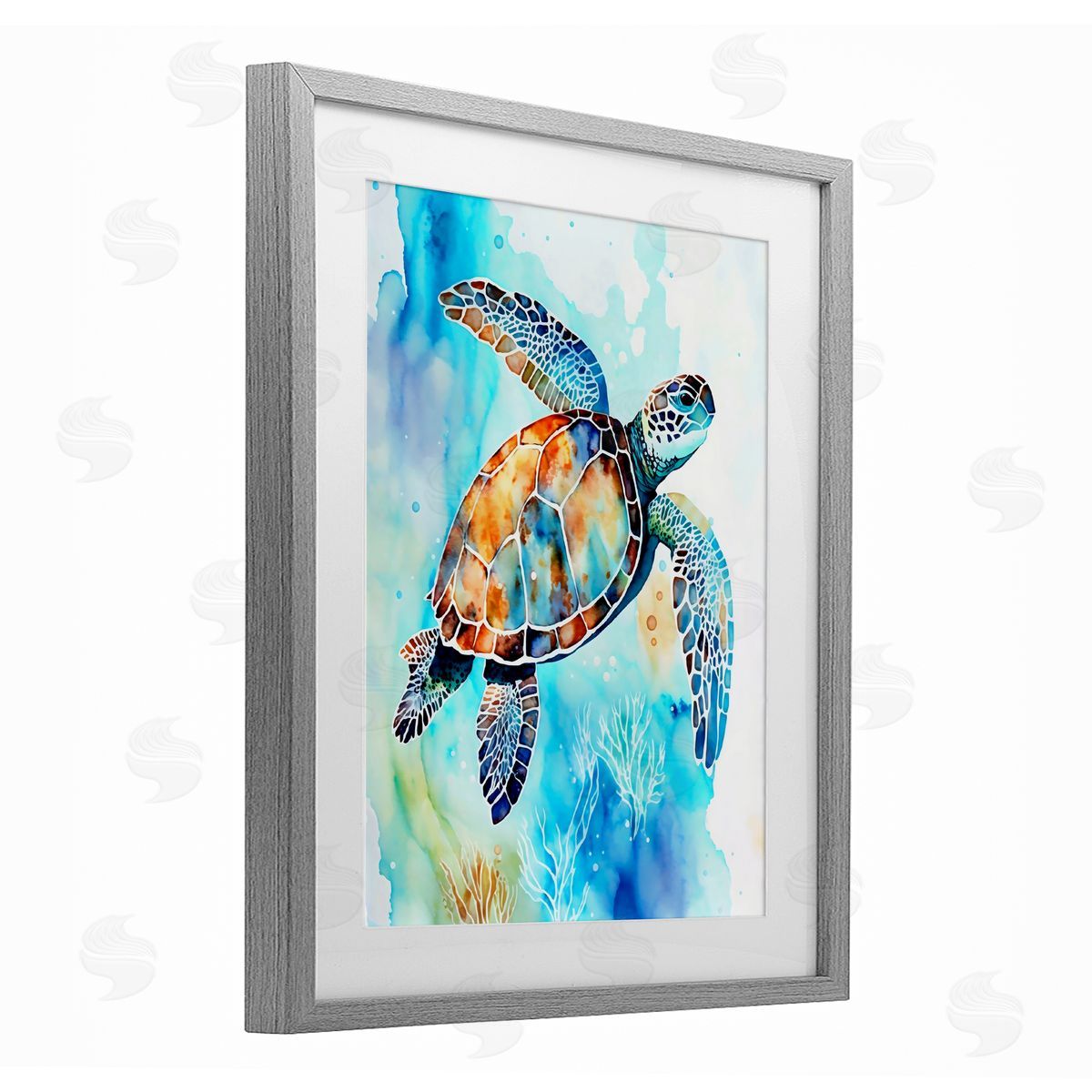 LSR Creative Studio Watercolor Style Sea Turtle Canvas Wall Art Print