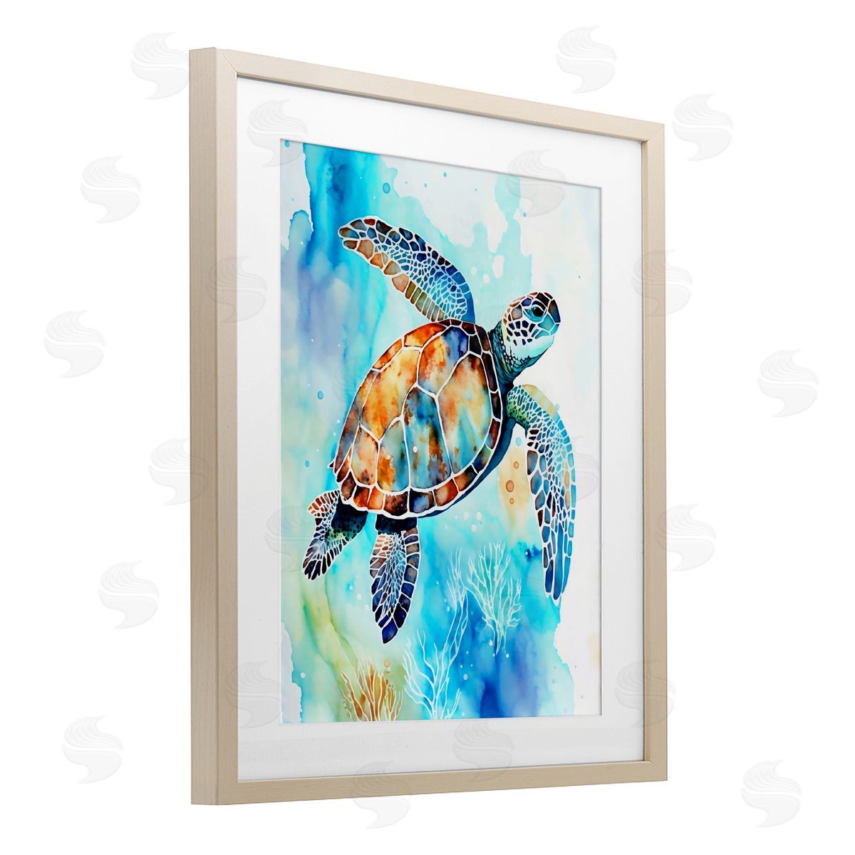 LSR Creative Studio Watercolor Style Sea Turtle Canvas Wall Art Print