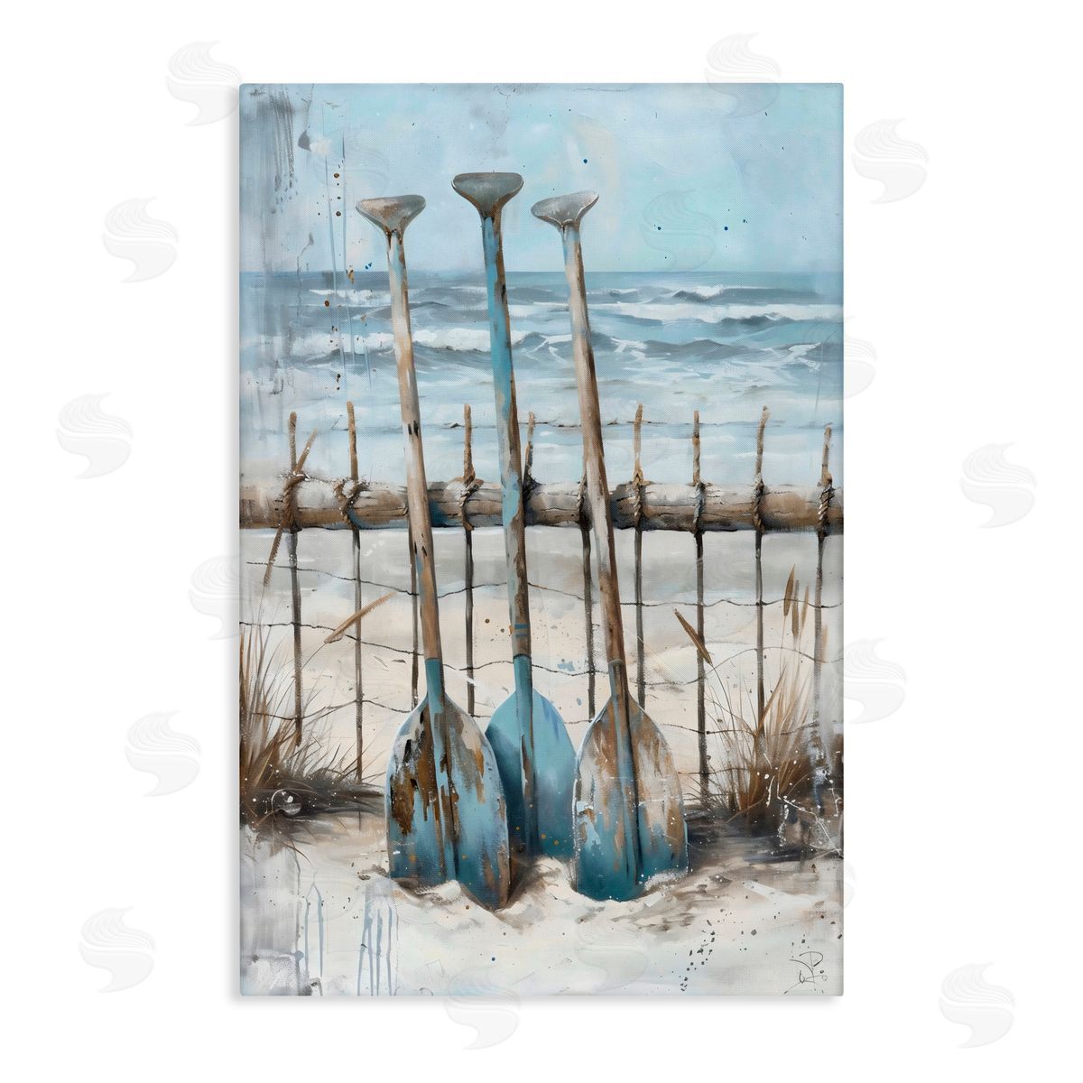 LSR Creative Studio Summer Oars Against Fence Canvas Wall Art Print