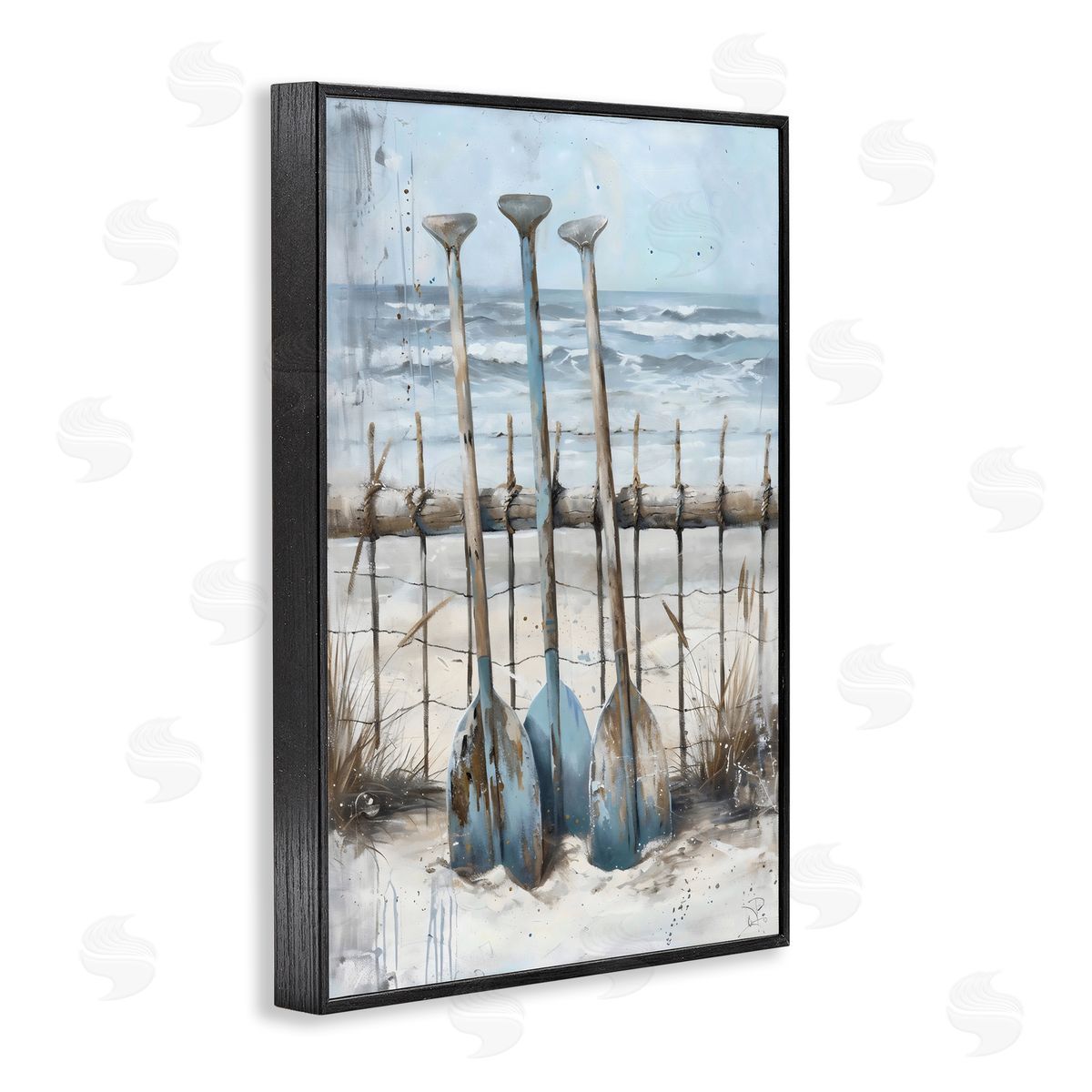 LSR Creative Studio Summer Oars Against Fence Canvas Wall Art Print